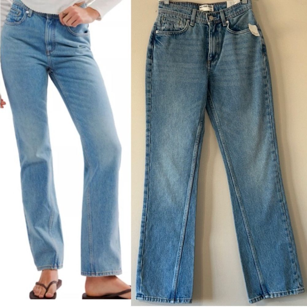New Free People We the Free Xena High Rise Slim Straight Jeans 26 New With Tags